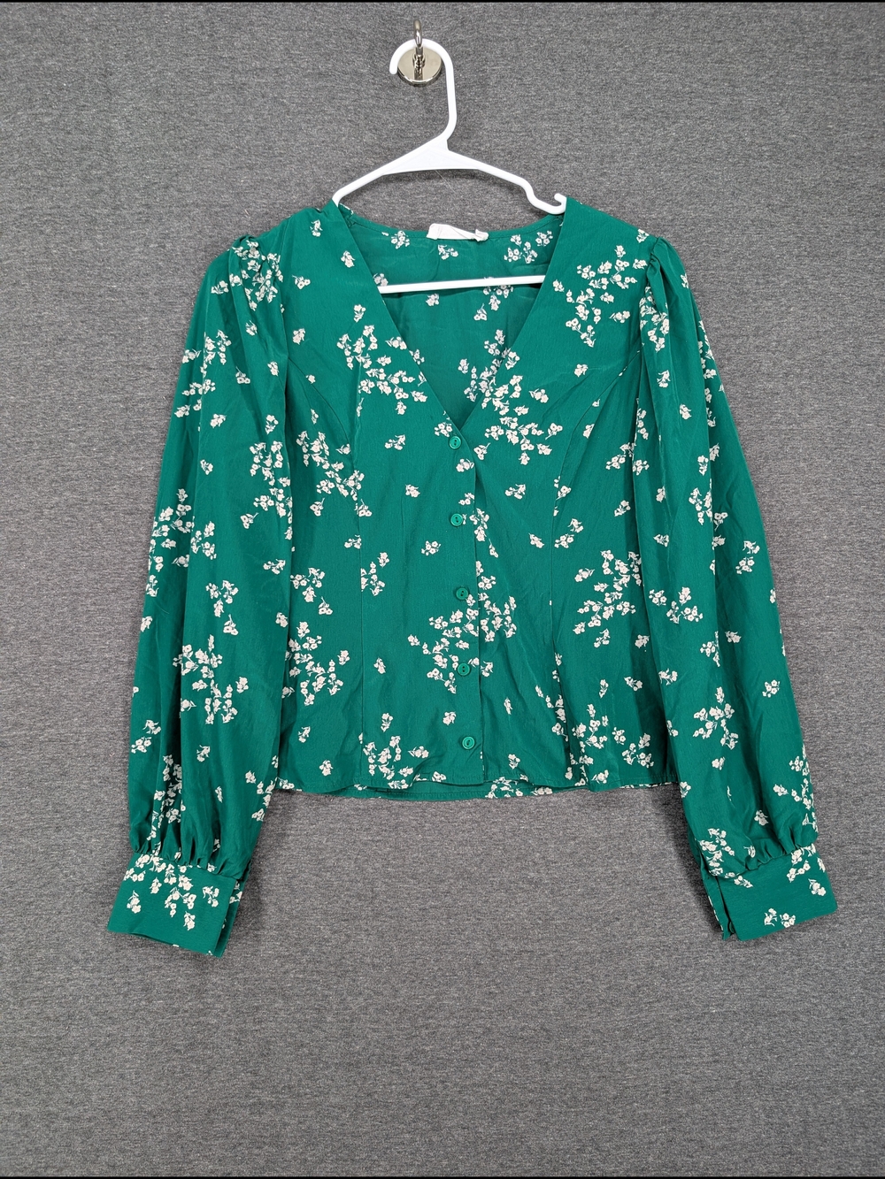 All in Favor Emerald Green Floral Button-Down Blouse